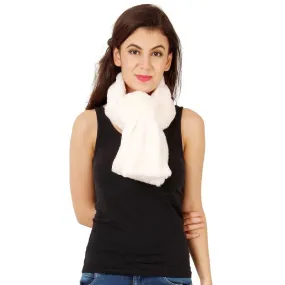 FabSeasons White Faux Fur Winter Fashion Neck Warmer and Scarf