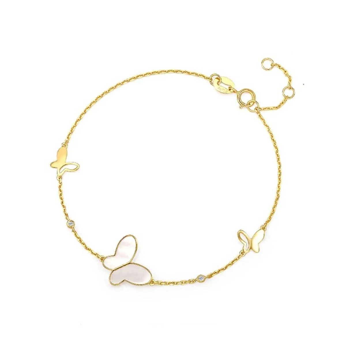 FANCIME "Fairy Pearl" Butterfly 14K Yellow Gold Bracelet