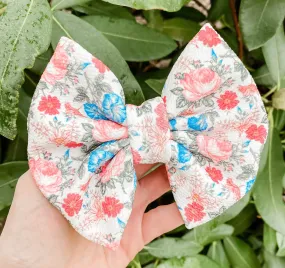 Farmhouse Liverpool Floral Fabric Bow Headband | Hair Clip