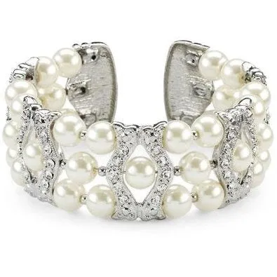 Farrin White Pearl and Crystal Cuff Bracelet