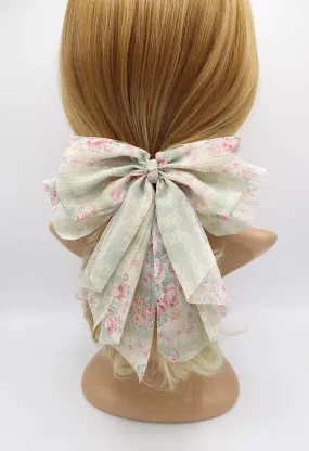 floral hair bow, golden glitter hair bow, chiffon hair bows for women