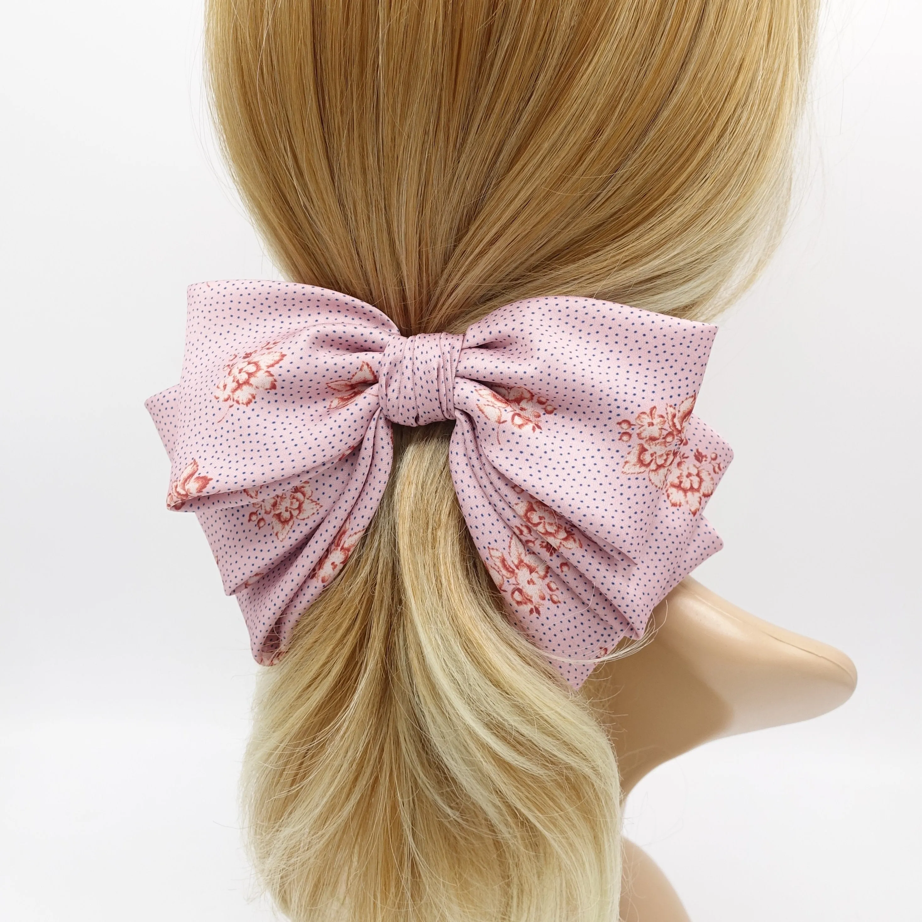 floral satin hair bow