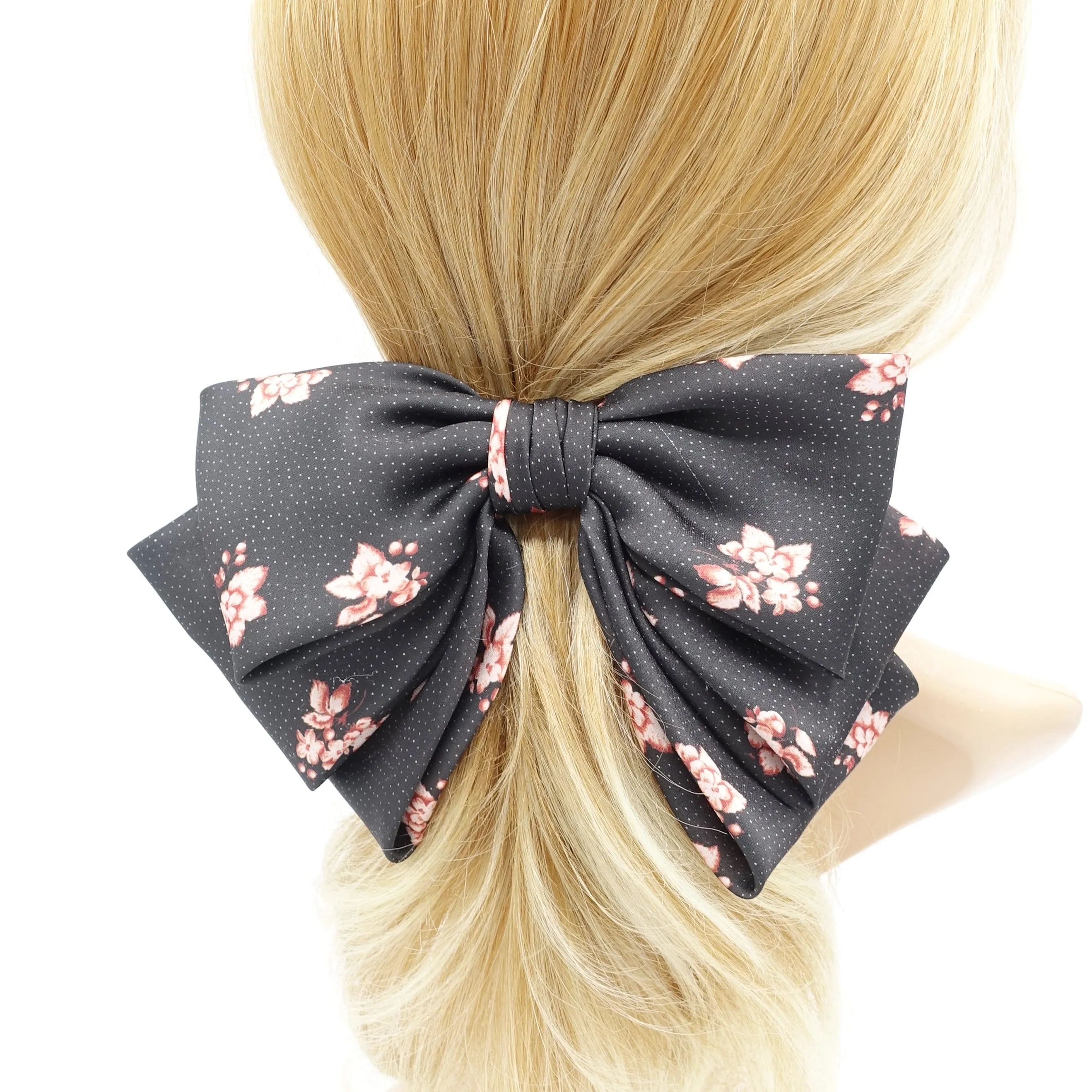 floral satin hair bow