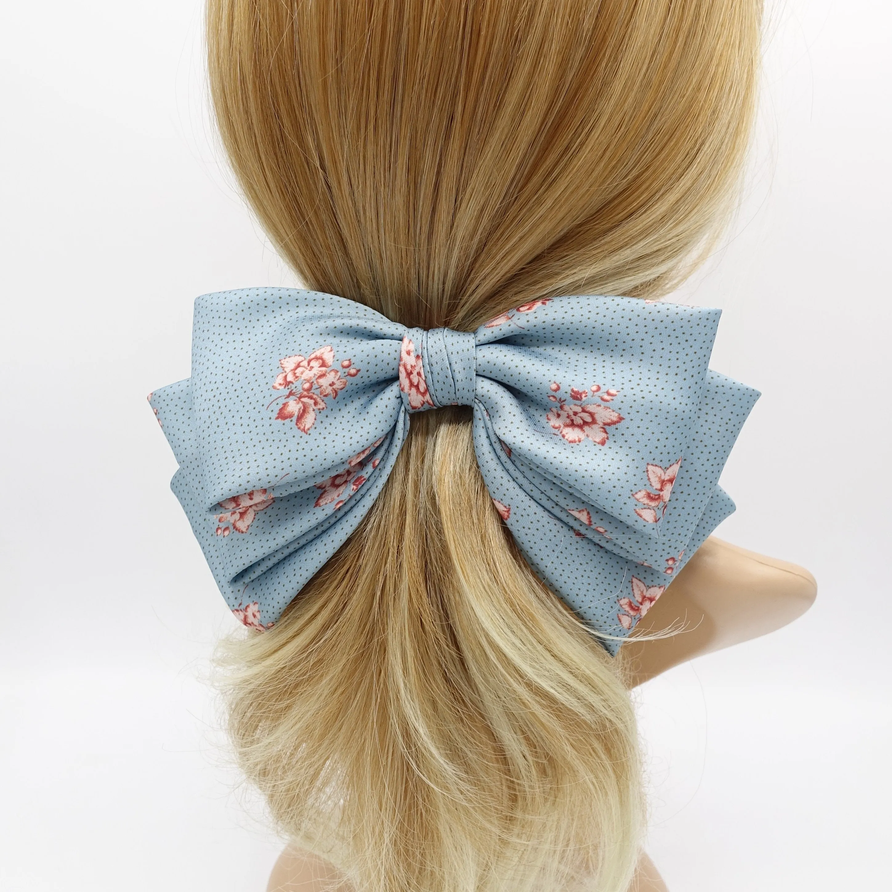 floral satin hair bow