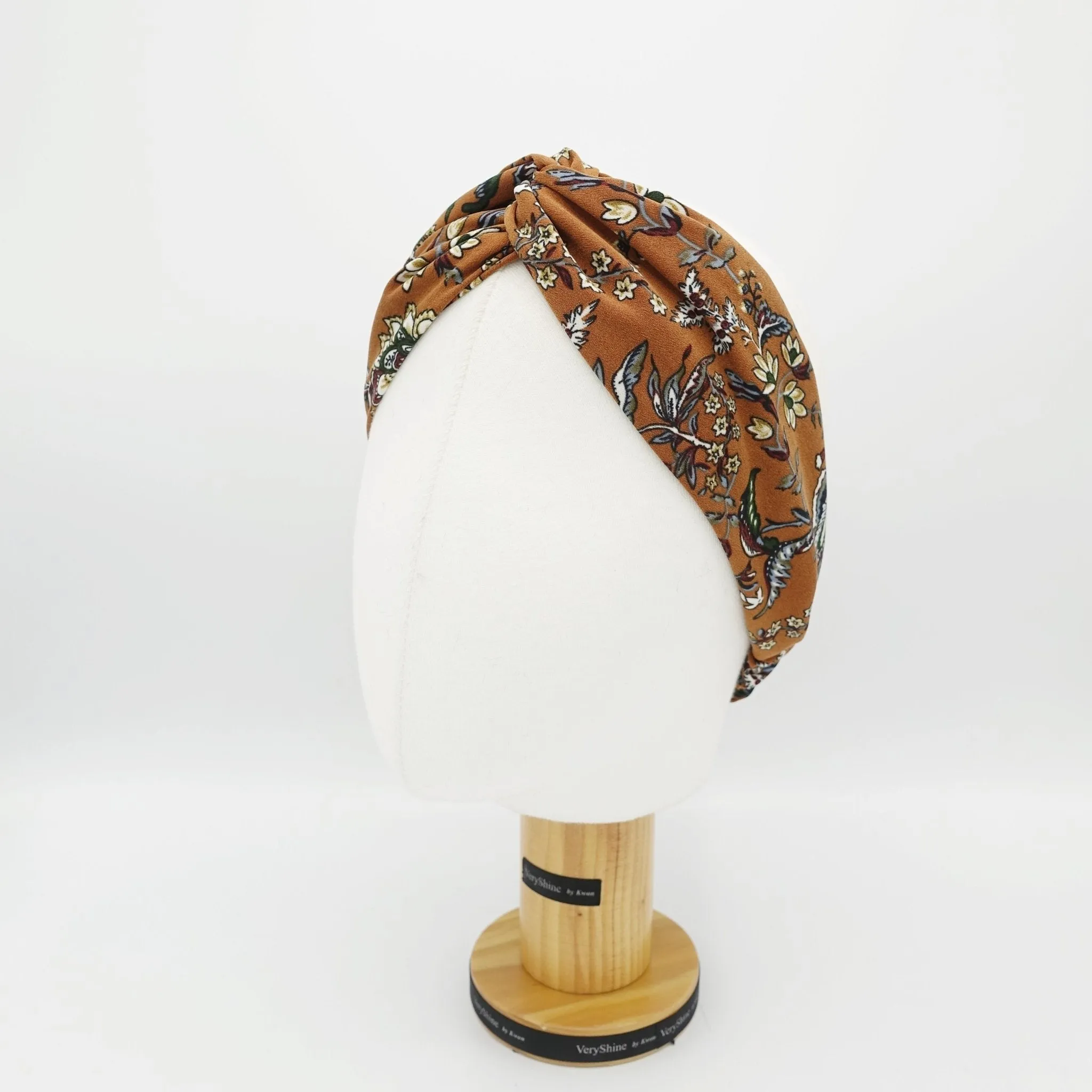 flower print cross headband twist turban hairband