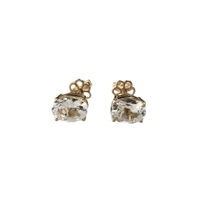 Gold 14k Aquamarine Earrings Studs Oval Shape