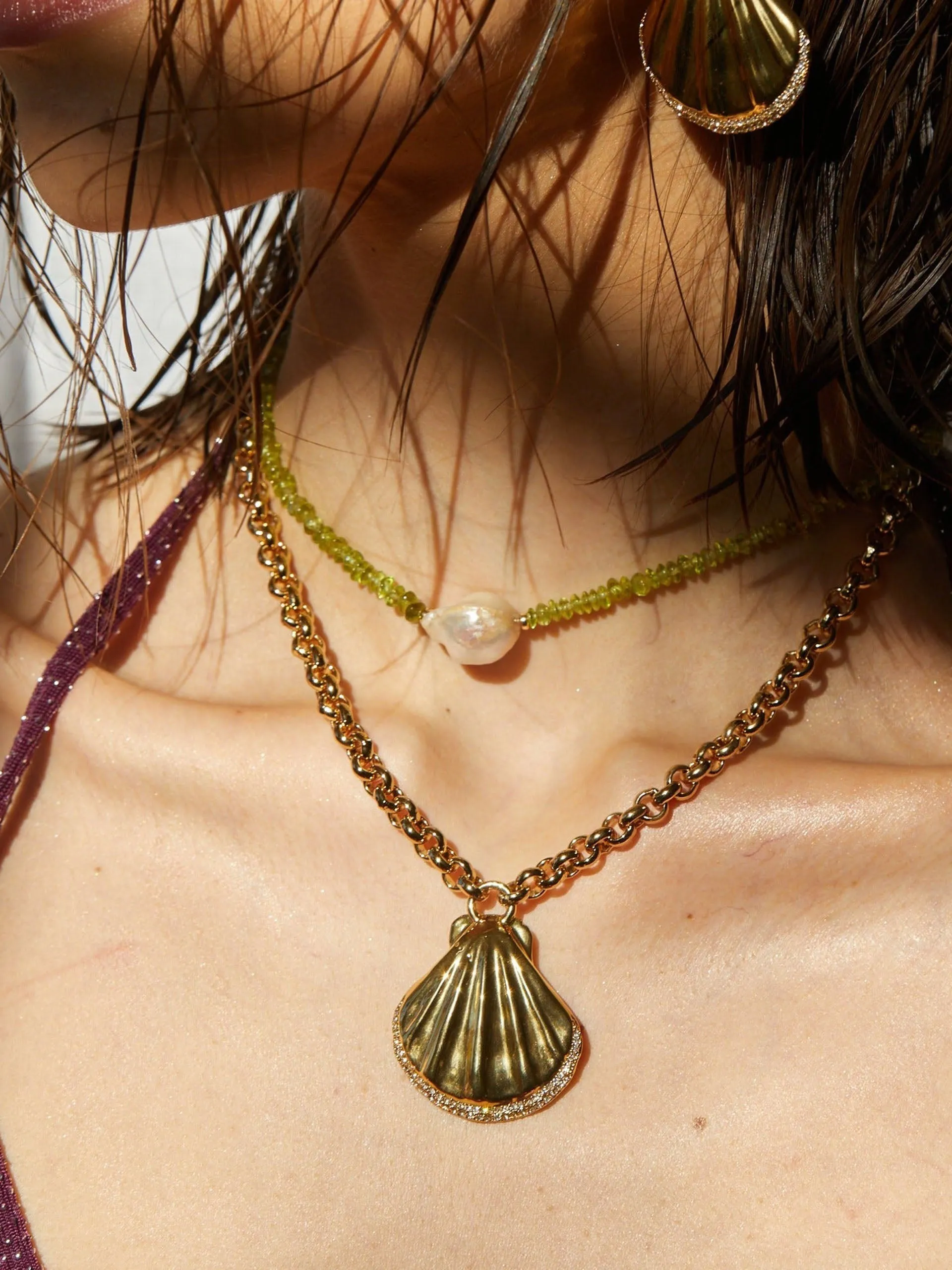 Gold and peridot Willow necklace