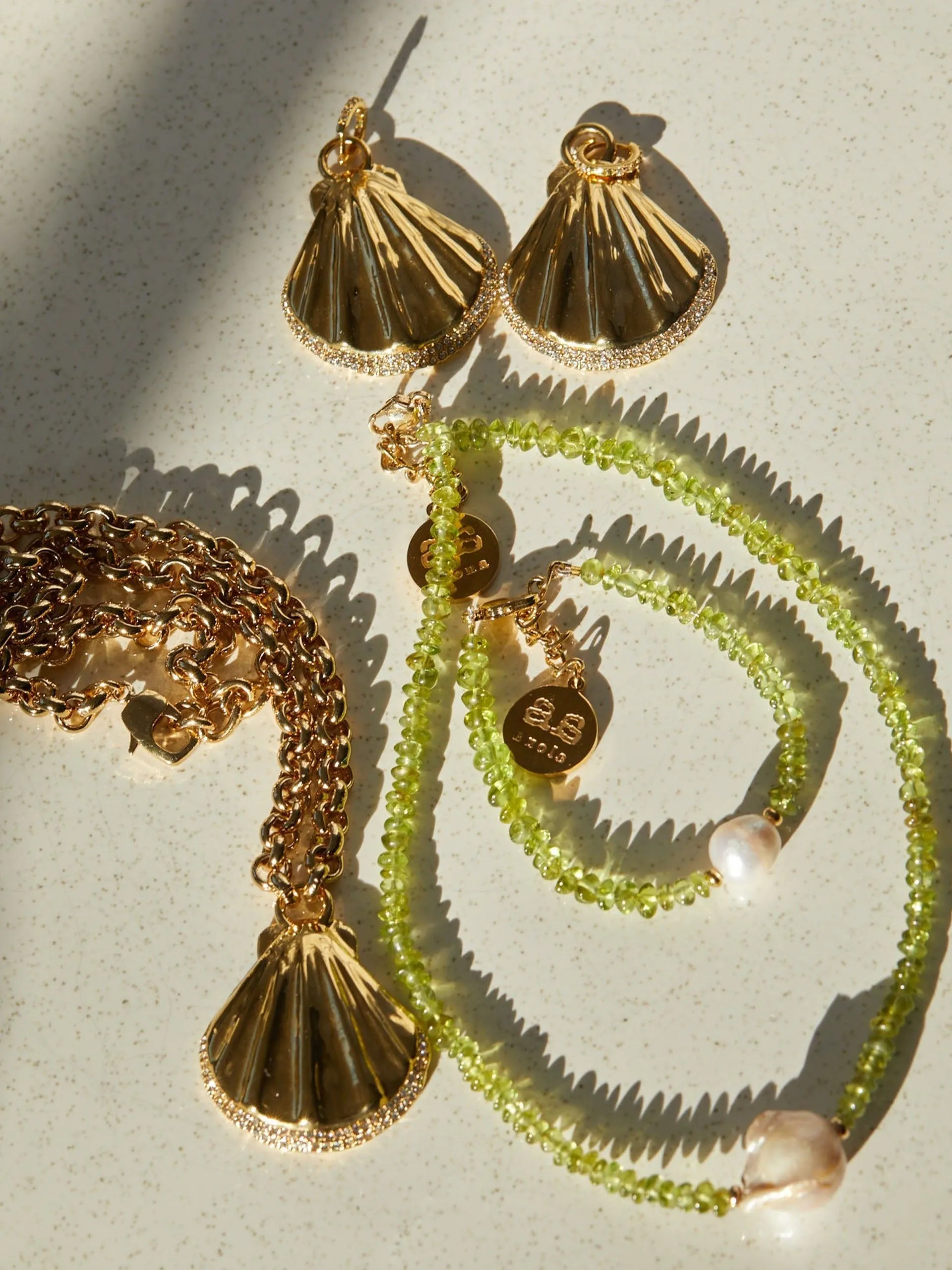 Gold and peridot Willow necklace