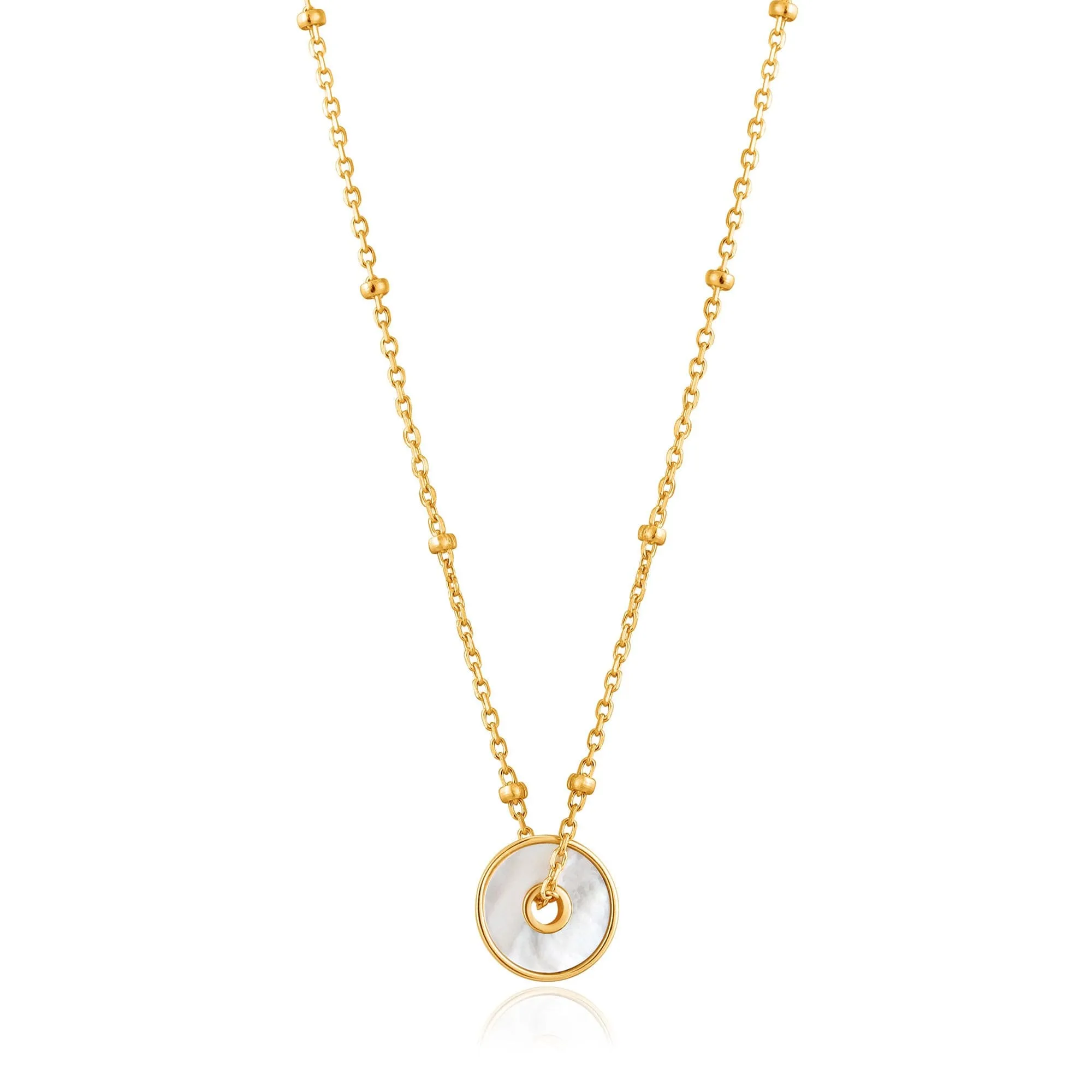 Gold Mother Of Pearl Disc Necklace