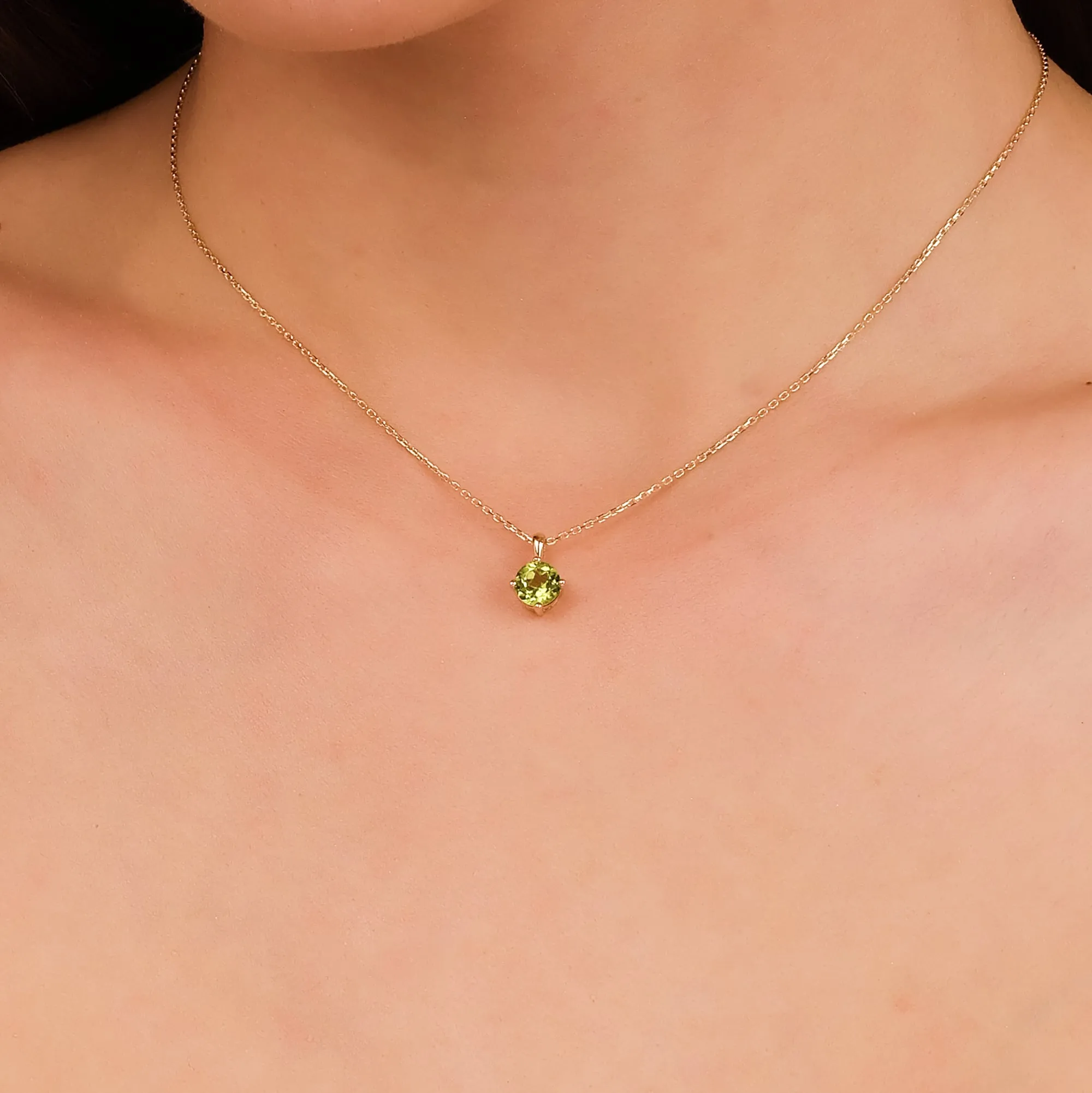 Gold Peridot Necklace, Anaya