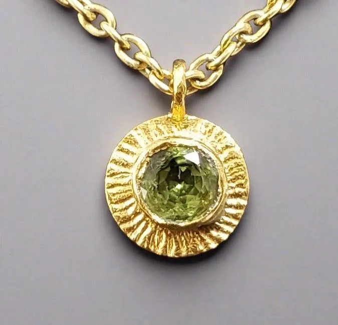 Gold Vermeil Round Peridot Charm