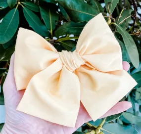 Golden Yellow Fabric Hand Tied Bow Headband | Hair Clip