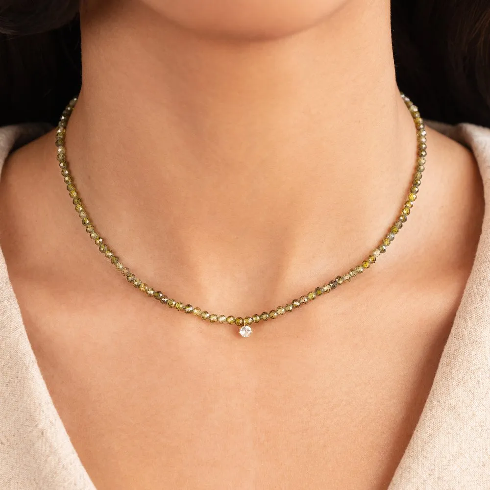 Green Peridot Bead Necklace