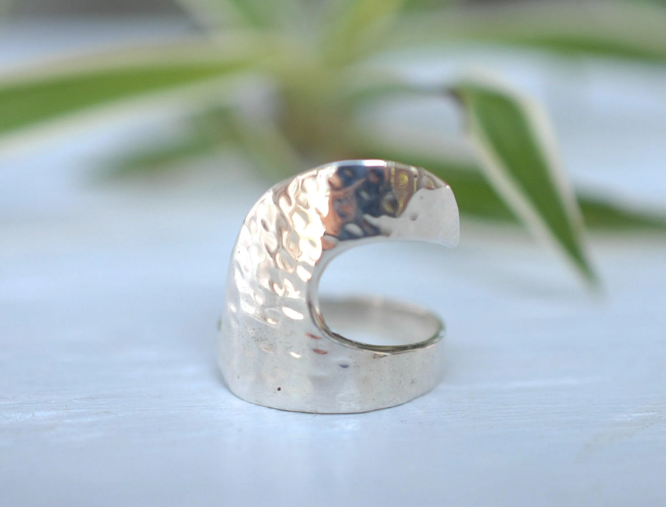 Hammered Wave Ring ~ Sterling Silver 925 ~  MR195