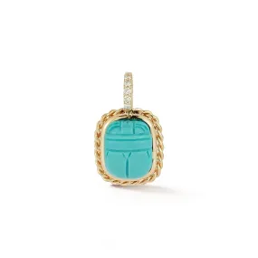 Hand Carved turquoise scarab charms with diamond bail