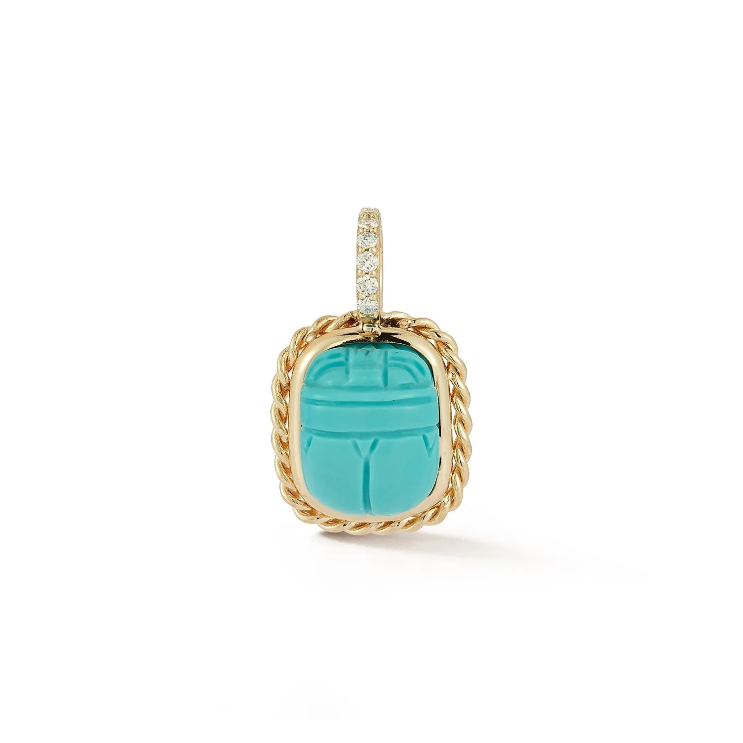 Hand Carved turquoise scarab charms with diamond bail