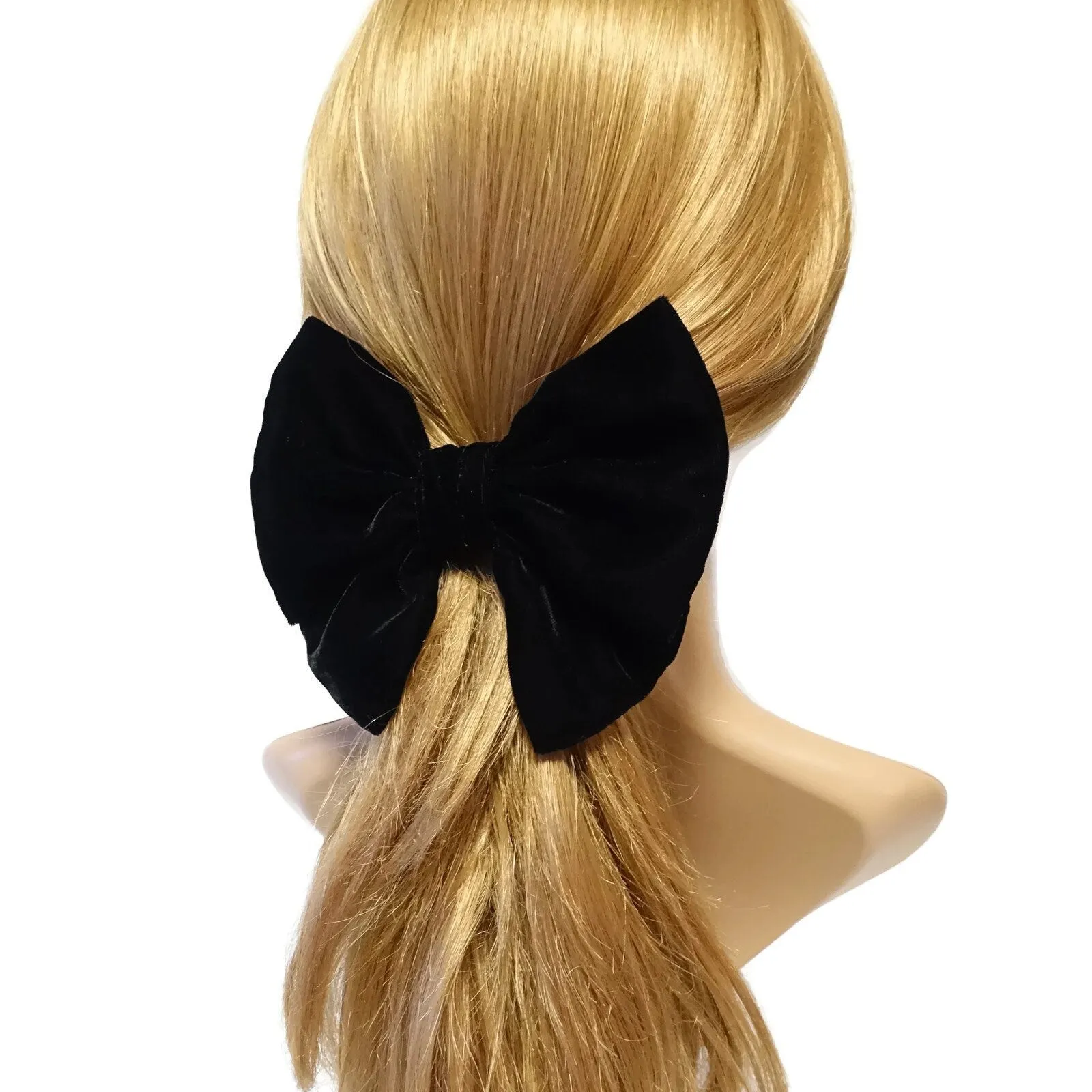 Handmade Black Silk Velvet Hair Bow Collection Claw Clip French Barrette Series Black Bow Hair Accessories