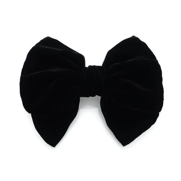 Handmade Black Silk Velvet Hair Bow Collection Claw Clip French Barrette Series Black Bow Hair Accessories