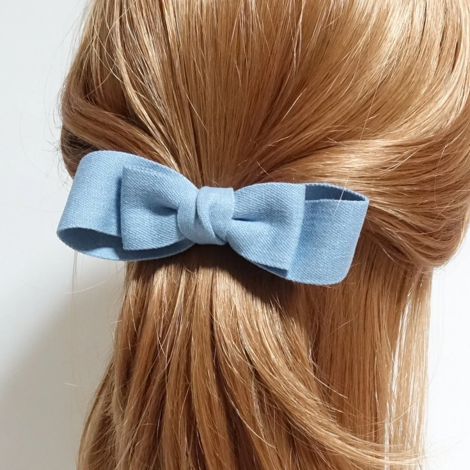 Handmade Denim Jean layer bow French hair Barrettes