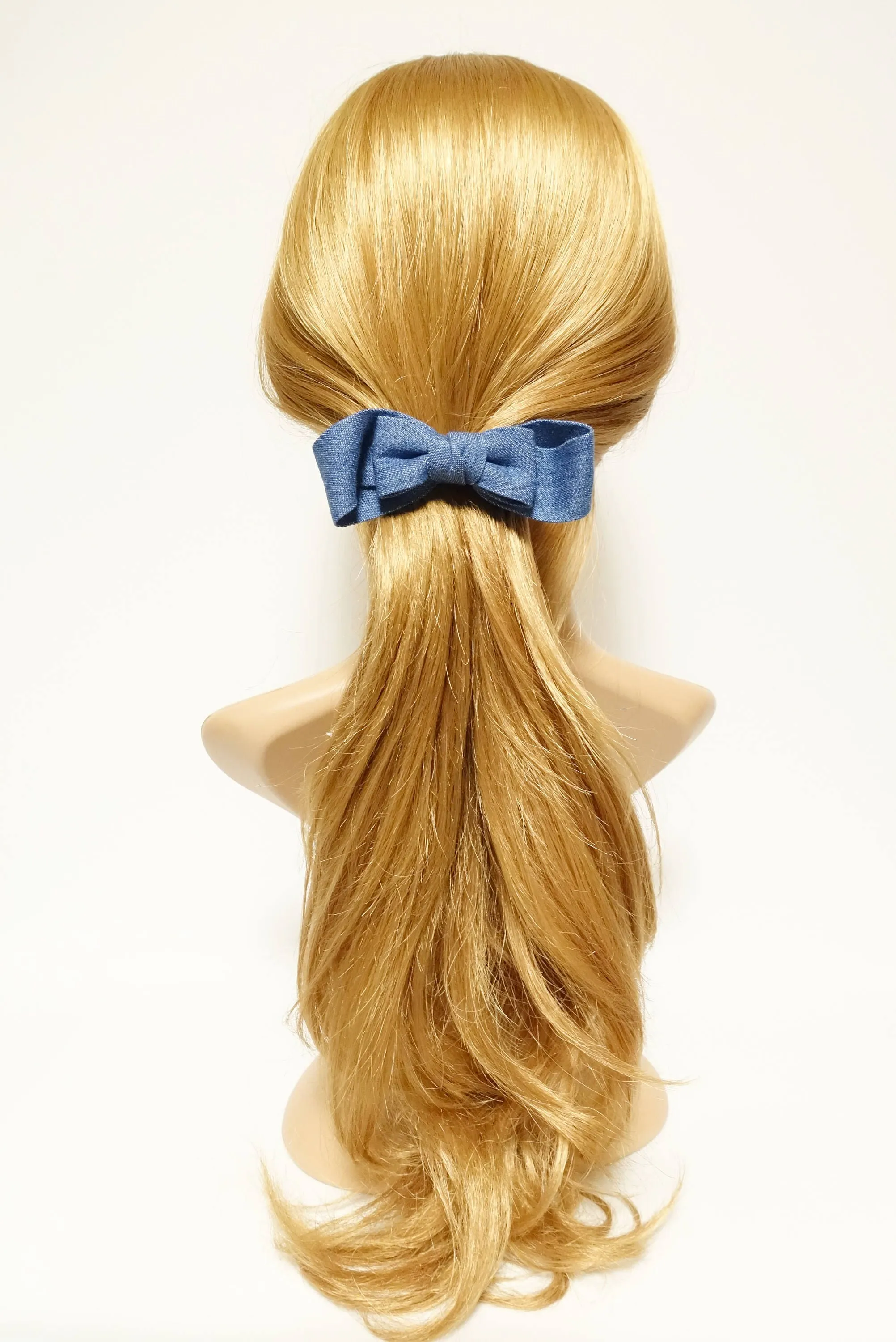 Handmade Denim Jean layer bow French hair Barrettes