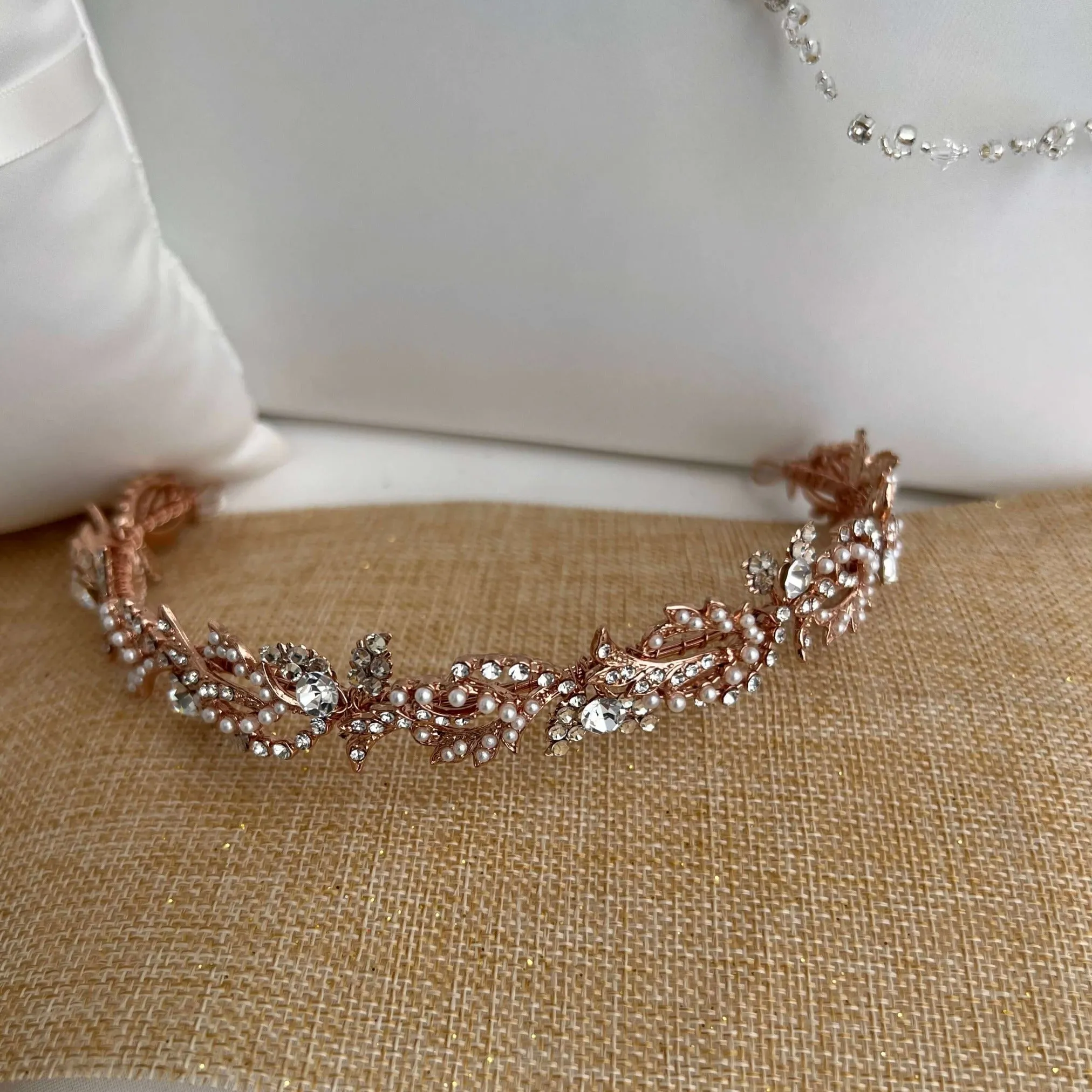 Headband for bride, Sparkly Headband with pearls, Headpiece for wedding