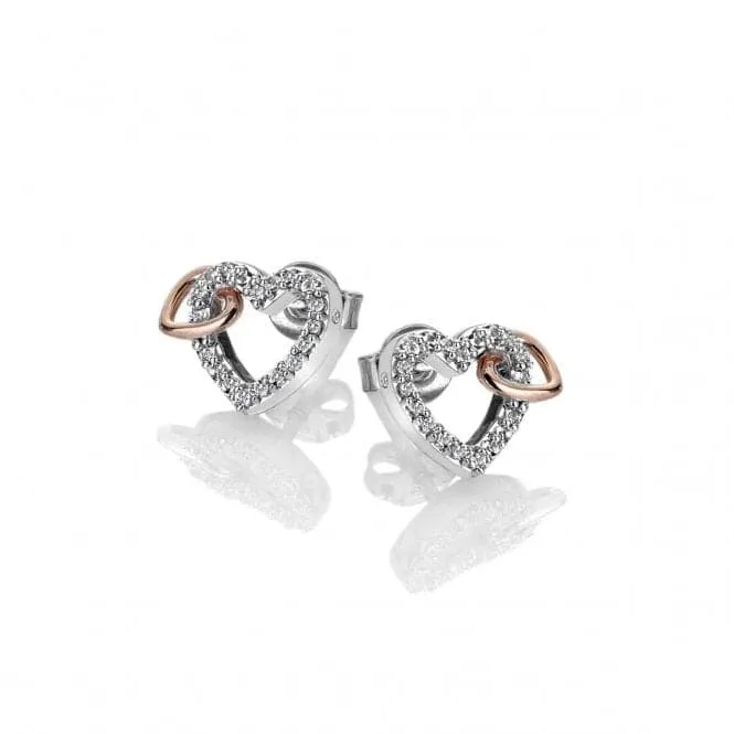 Hot Diamonds Togetherness Open Heart Earrings Rose Gold DE606