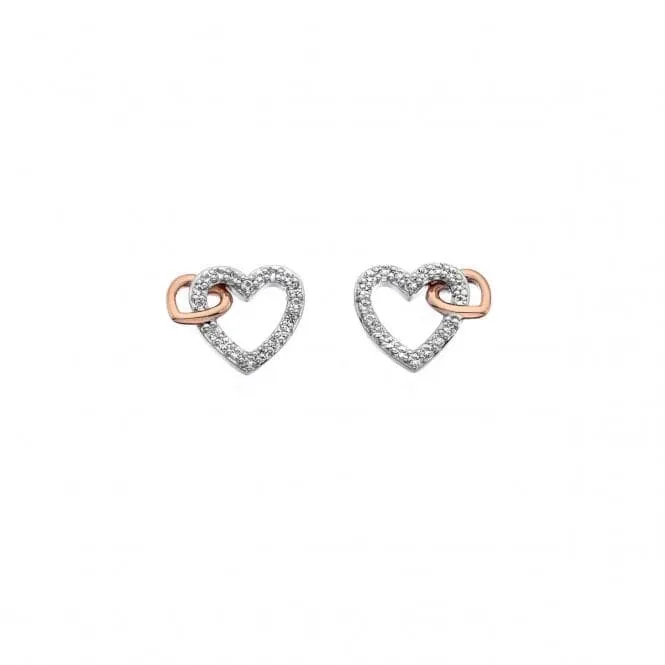 Hot Diamonds Togetherness Open Heart Earrings Rose Gold DE606