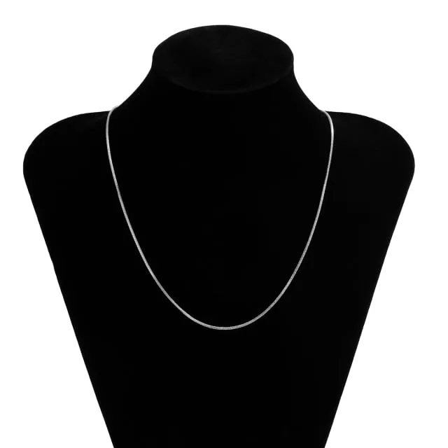 IngeSight.Z Simple Minimalist Copper Flat Snake Chain Choker Necklace Punk V-Shaped Short Collar Clavicle Necklace Women Jewelry