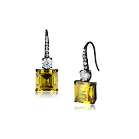 IP Black(Ion Plating) Stainless Steel Earrings with AAA Grade CZ in Topaz for Women Topaz Stone Color Style TK2539