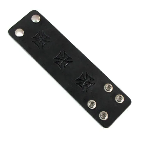 Iron Cross Embossed Leather Wristband