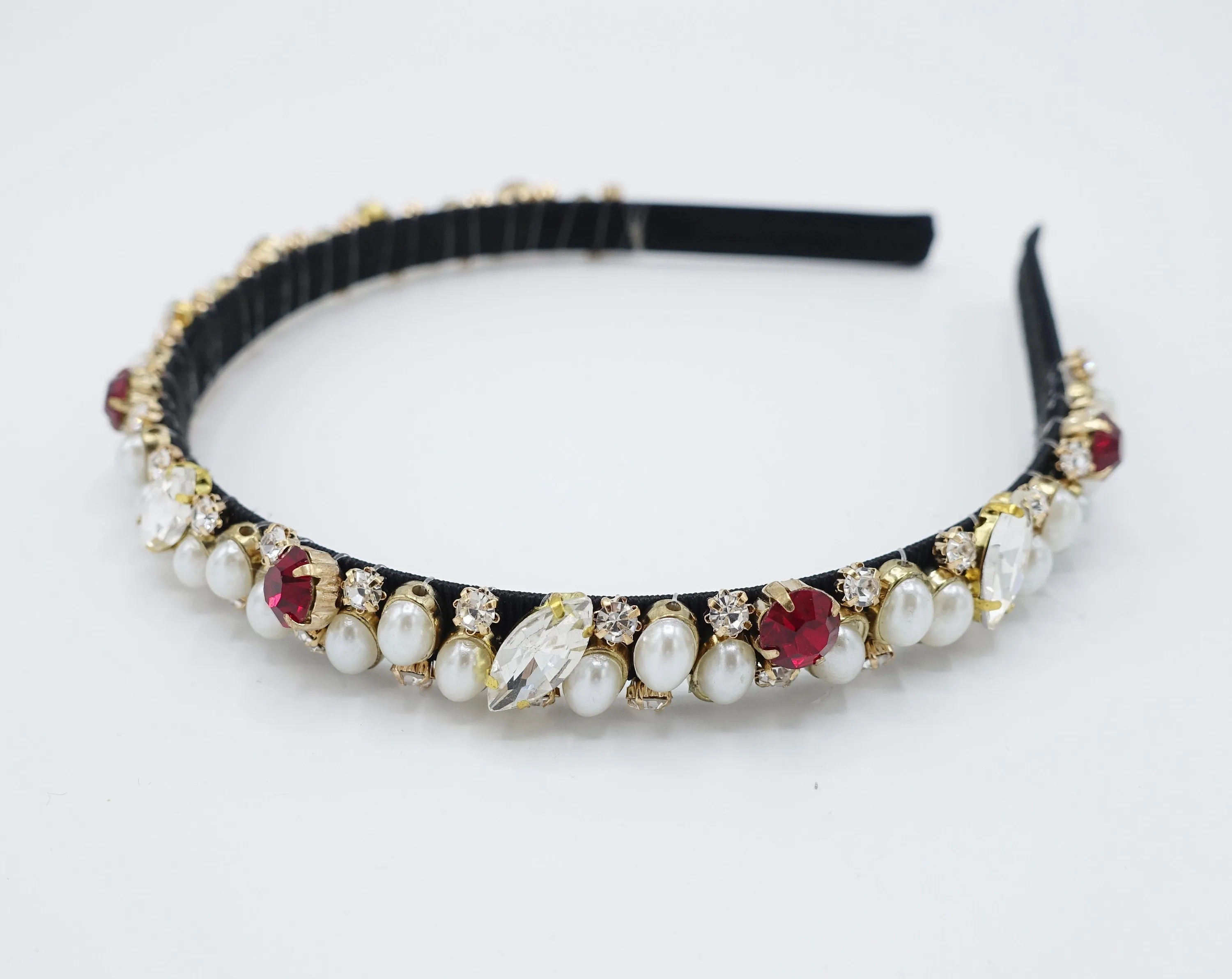 jewel pearl rhinestone beaded thin headband