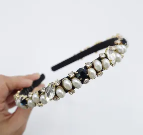 jewel pearl rhinestone beaded thin headband