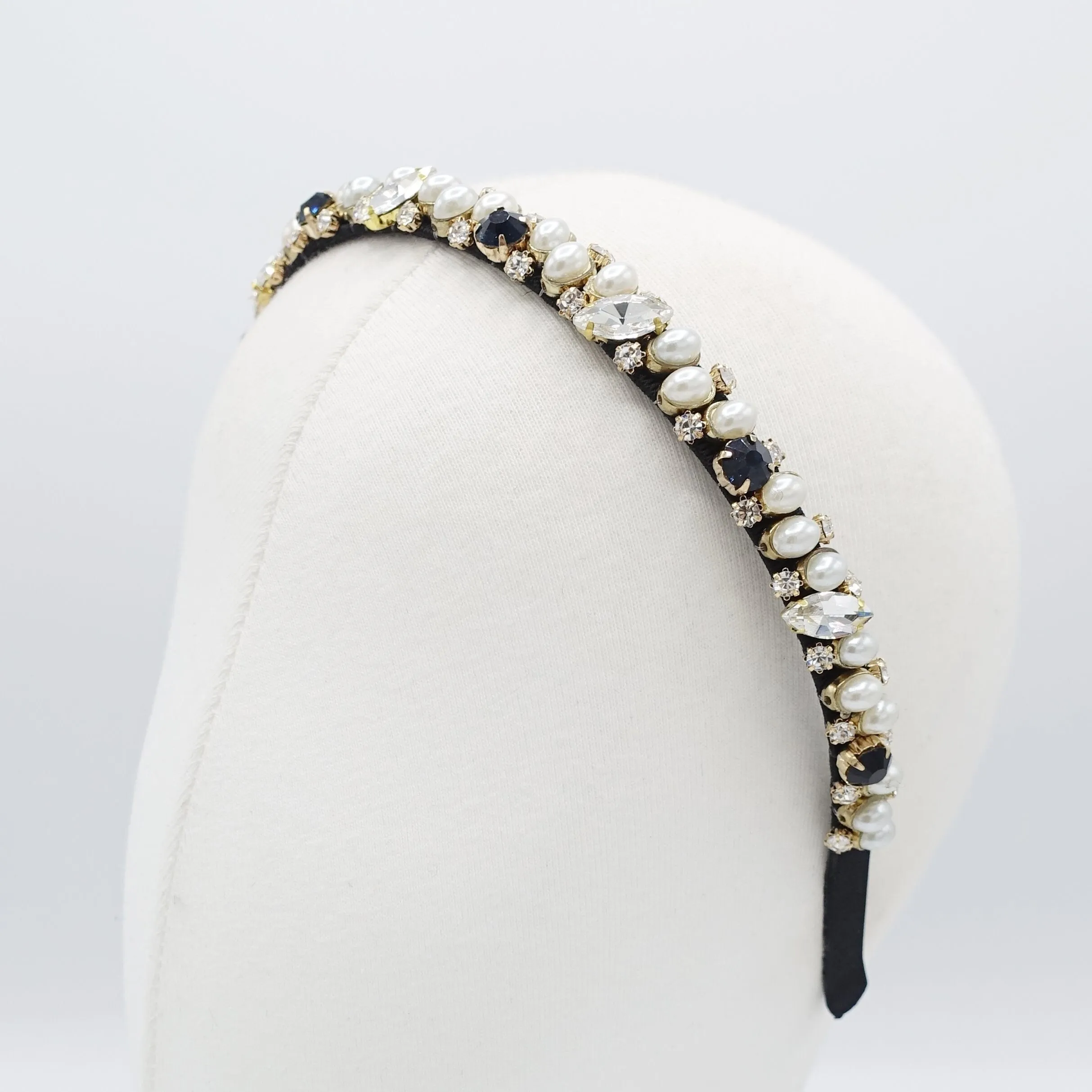 jewel pearl rhinestone beaded thin headband