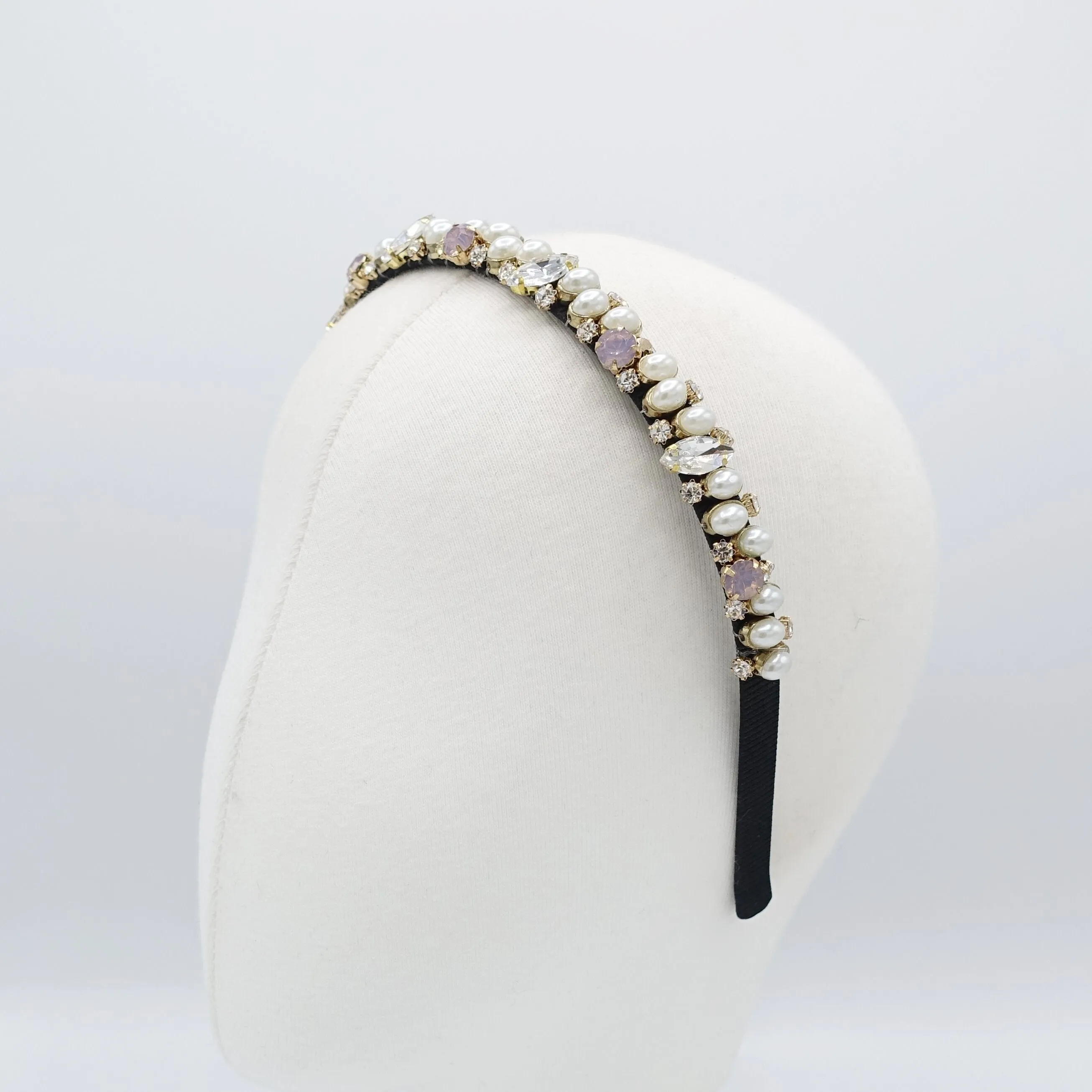 jewel pearl rhinestone beaded thin headband