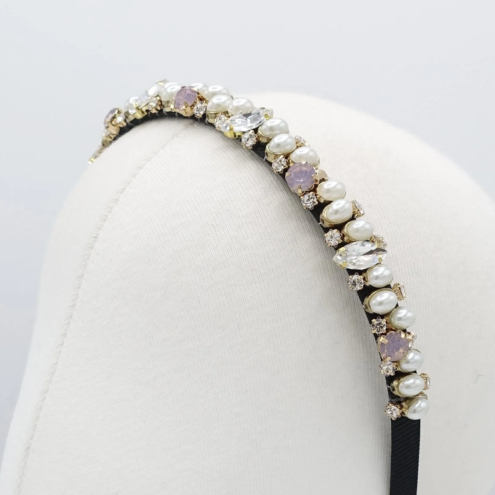 jewel pearl rhinestone beaded thin headband