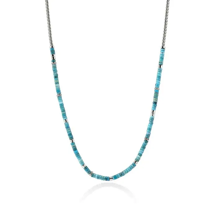 John Hardy 24" Turquoise Heishi Chain Necklace in Sterling Silver