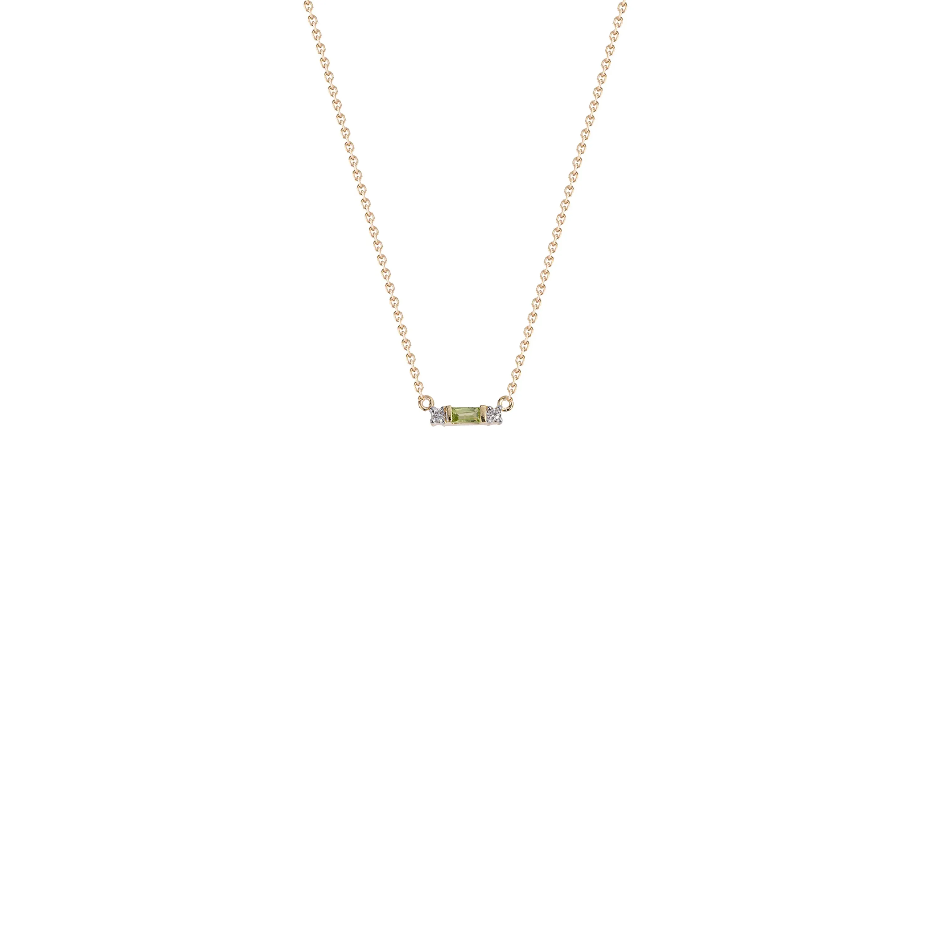 Juno, Peridot and Diamond Necklace, 14K Yellow Gold