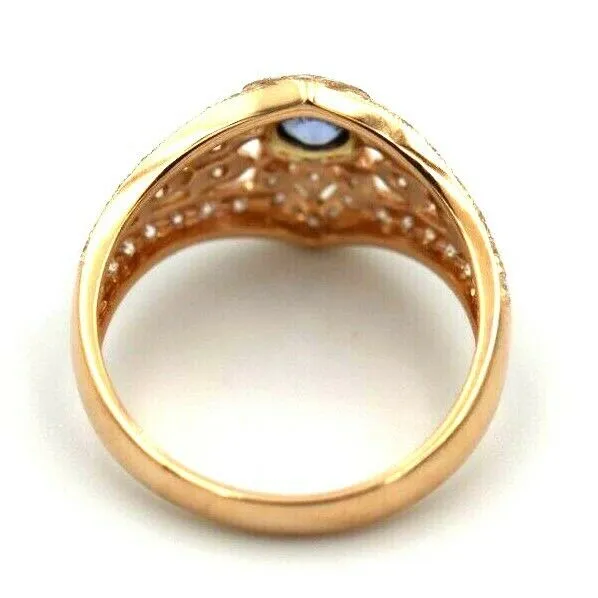 Kaedesigns New Genuine 18ct Rose Gold Blue Sapphire Diamond Dress Ring * Free Express Postage Post