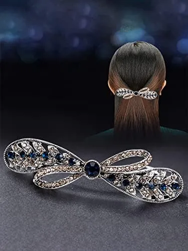 Kairangi Hair Clips for Women Girls Barrette Hair Clips for Women Hair Accessories for Women Hair clip for Women Blue Crystal French Barrette Hair Clips for Women and Girls Gift For Women & Girls