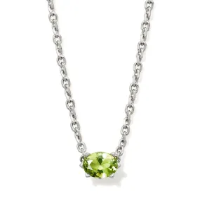 Kendra Scott | Cailin Silver Pendant Necklace in Green Peridot Crystal