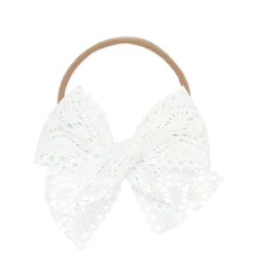 Lace Bow - White Crochet Headband