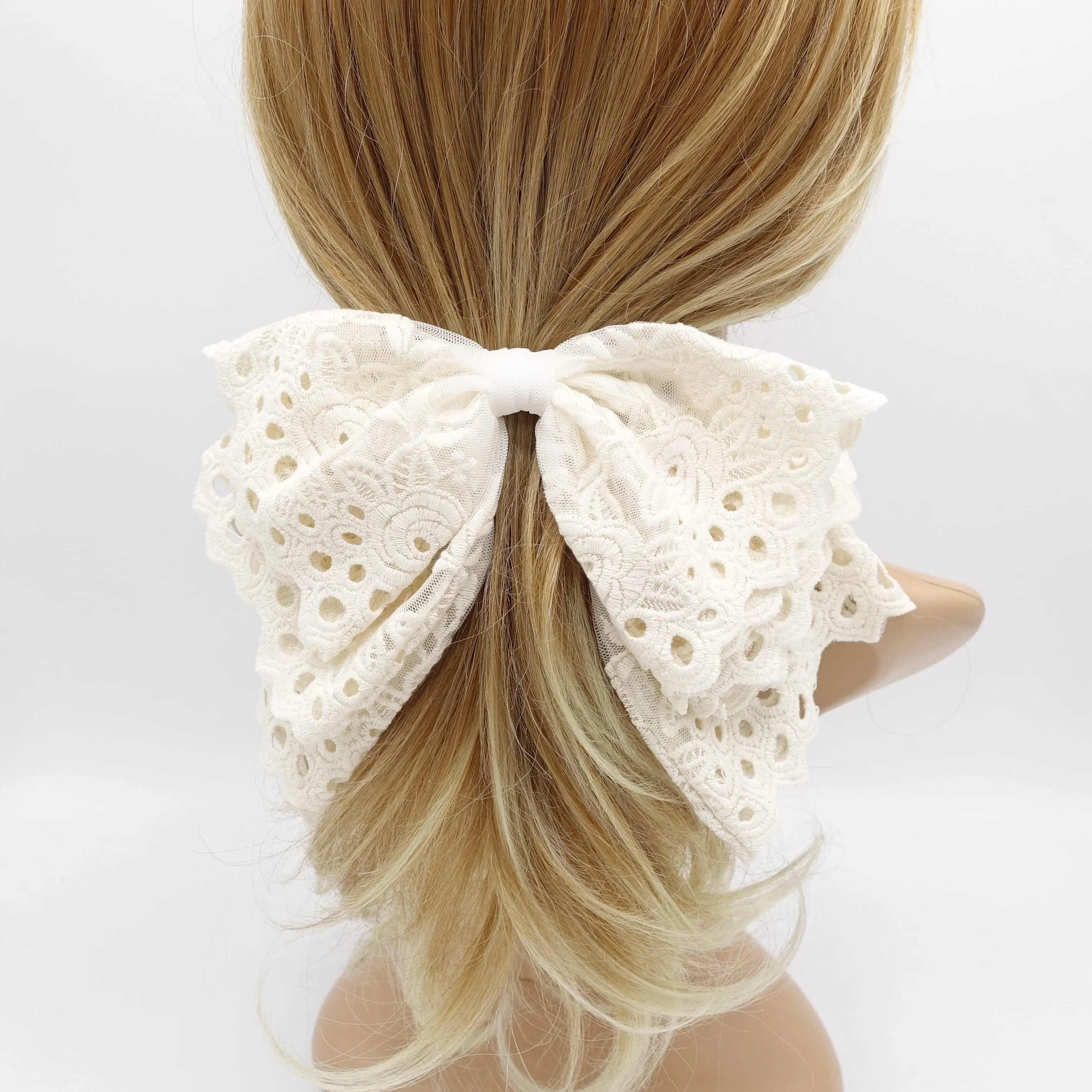 lace hair bow, layered hair bow for women