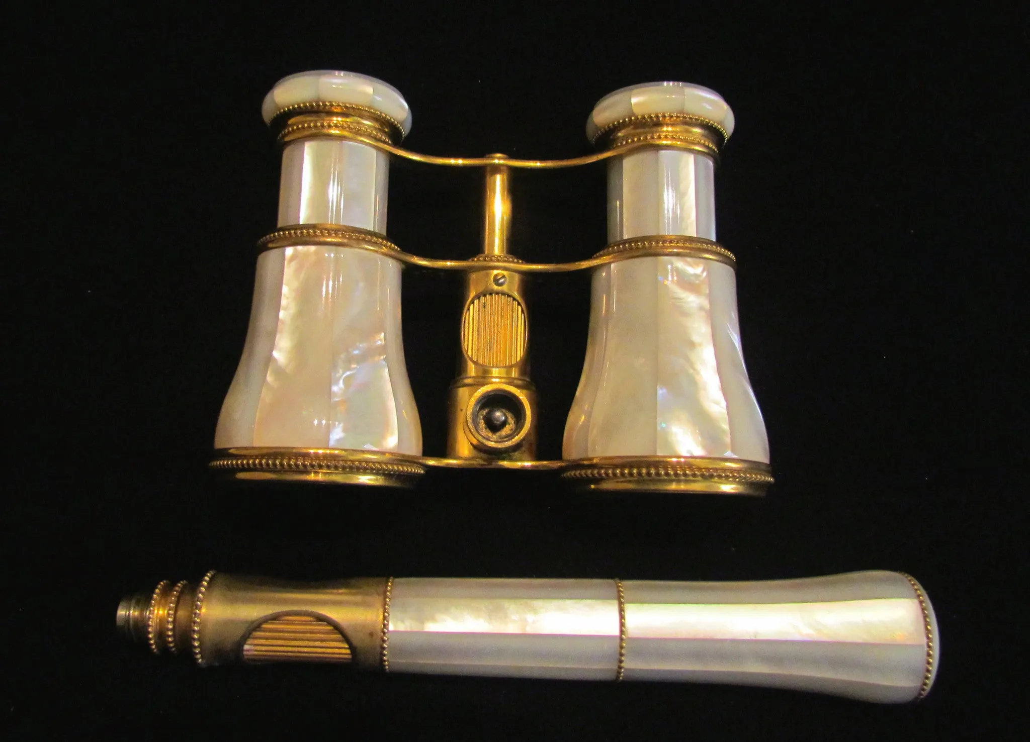 LeMaire Fi Opera Glasses 1800s Paris Mother Of Pearl Theater Glasses MOP Binoculars Mint Condition