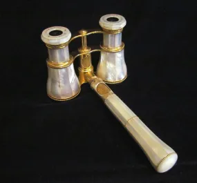 LeMaire Fi Opera Glasses 1800s Paris Mother Of Pearl Theater Glasses MOP Binoculars Mint Condition