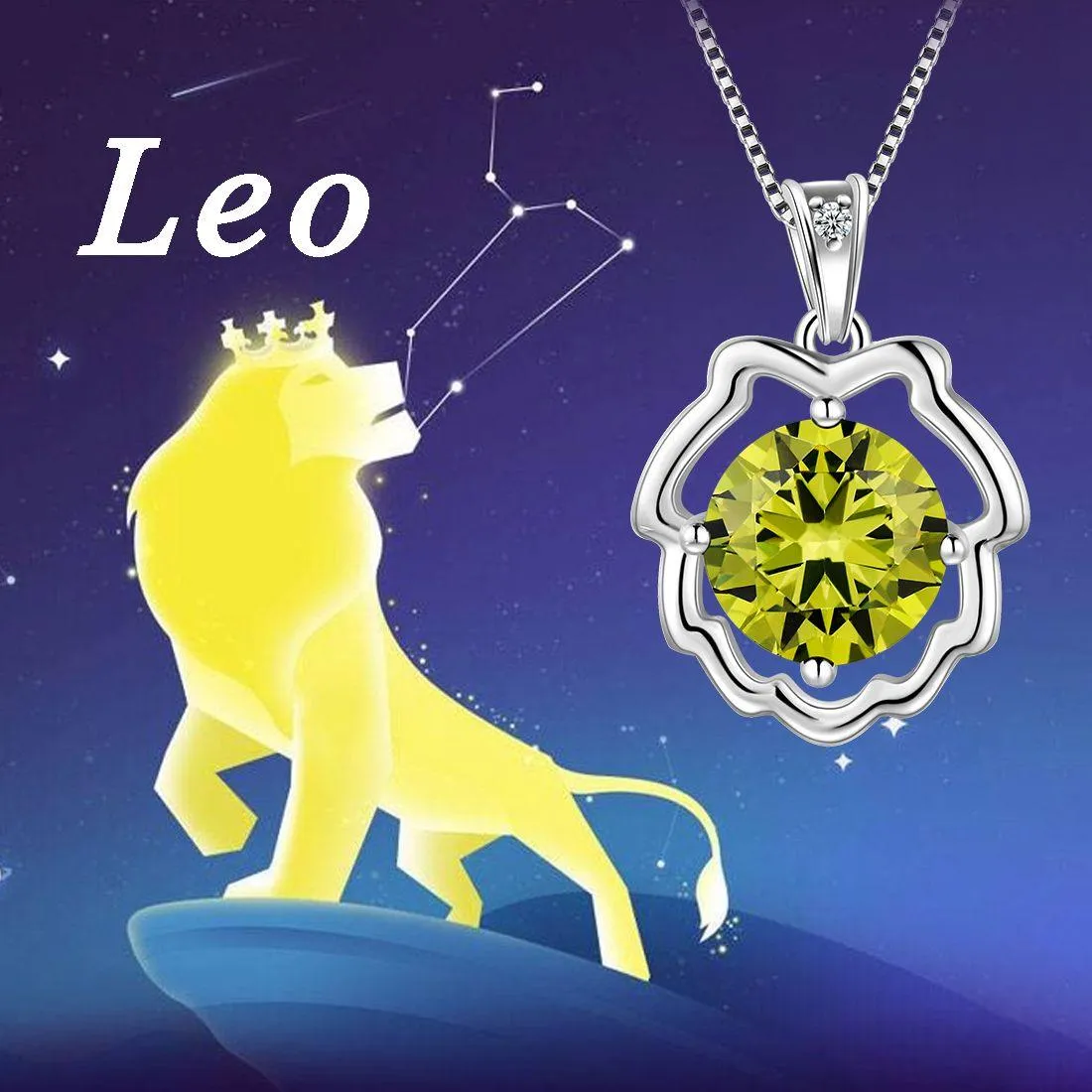 Leo Necklace Zodiac August Birthstone Pendant Women Girls Jewelry Birthday Gift Women Girls Jewelry Birthday Gift