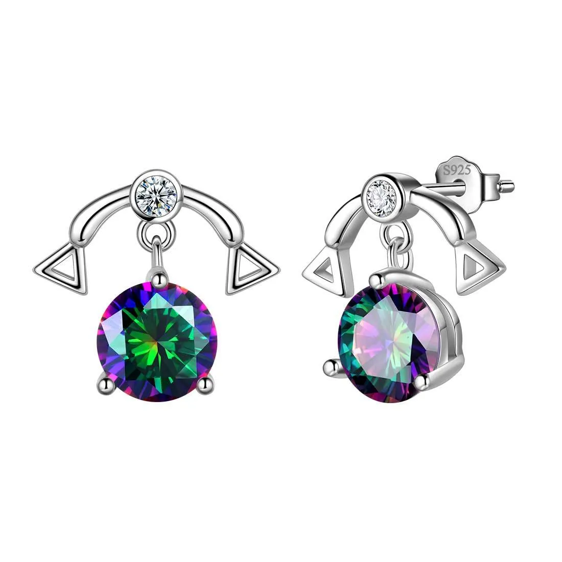 Libra Stud Earrings Women Girls Constellation Jewelry Mystic Topaz Sterling Silver