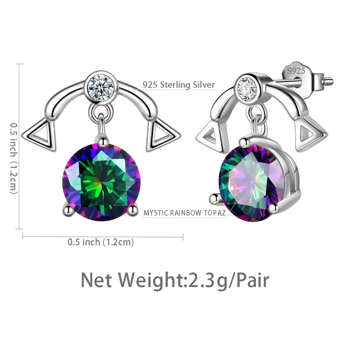 Libra Stud Earrings Women Girls Constellation Jewelry Mystic Topaz Sterling Silver