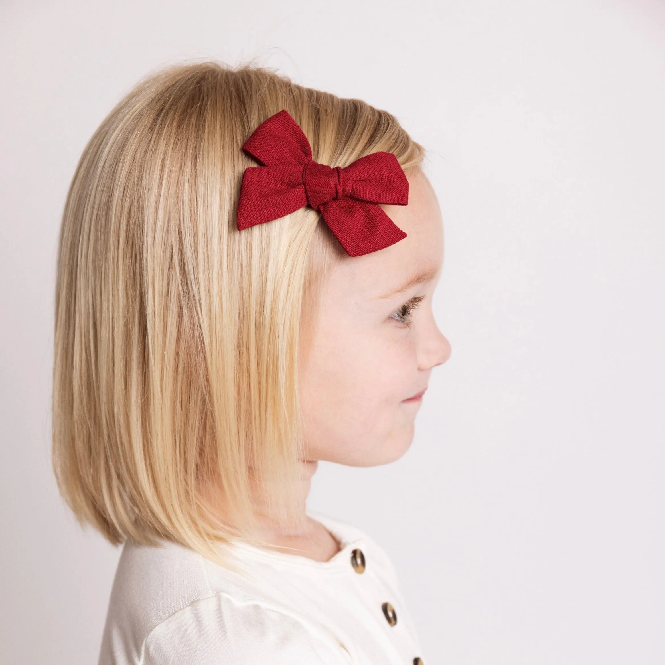 Linen Bow 3 Pack: Cranberry Clips