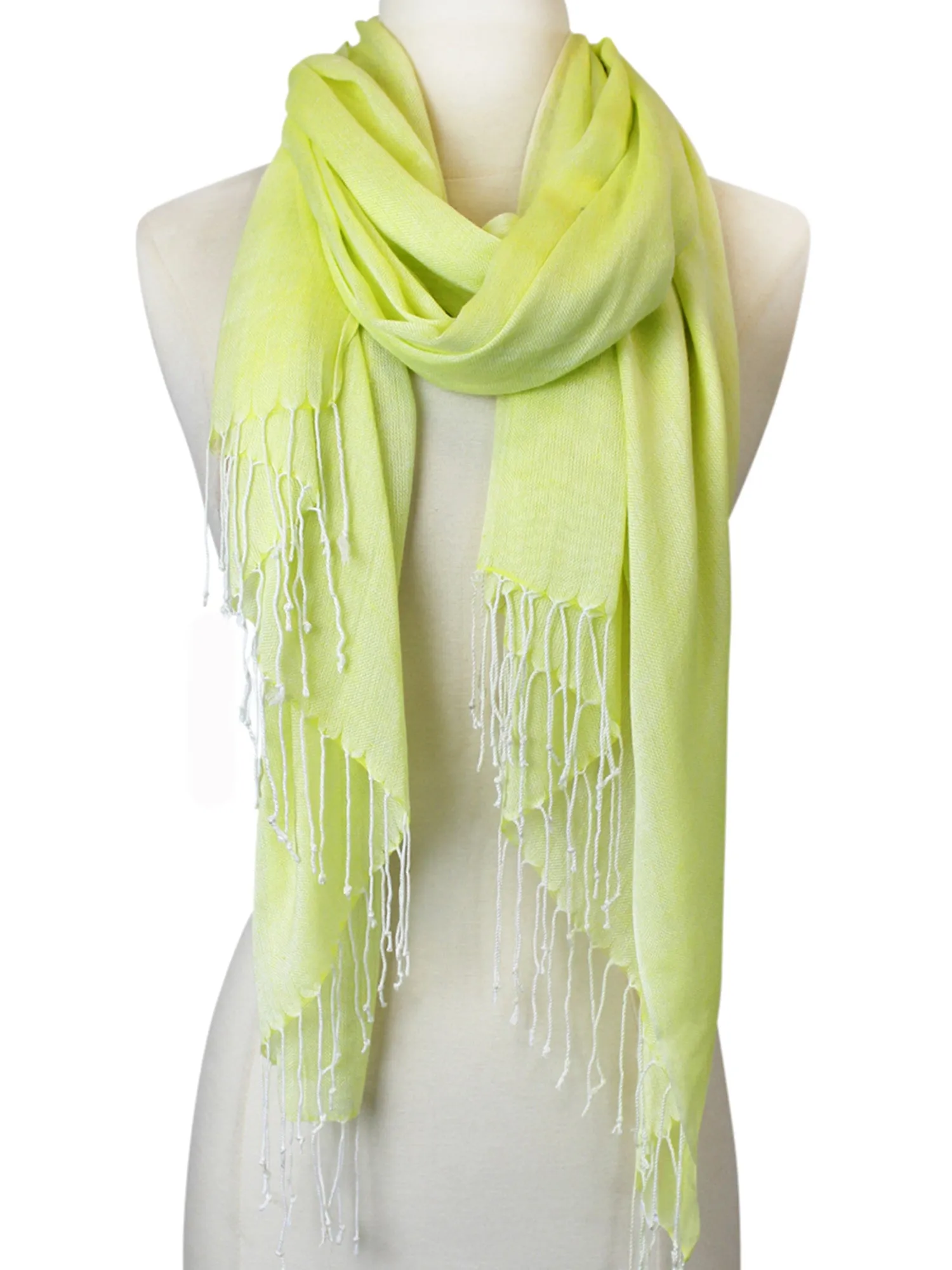 Linen Lightweight Scarf Shawl With Fringe