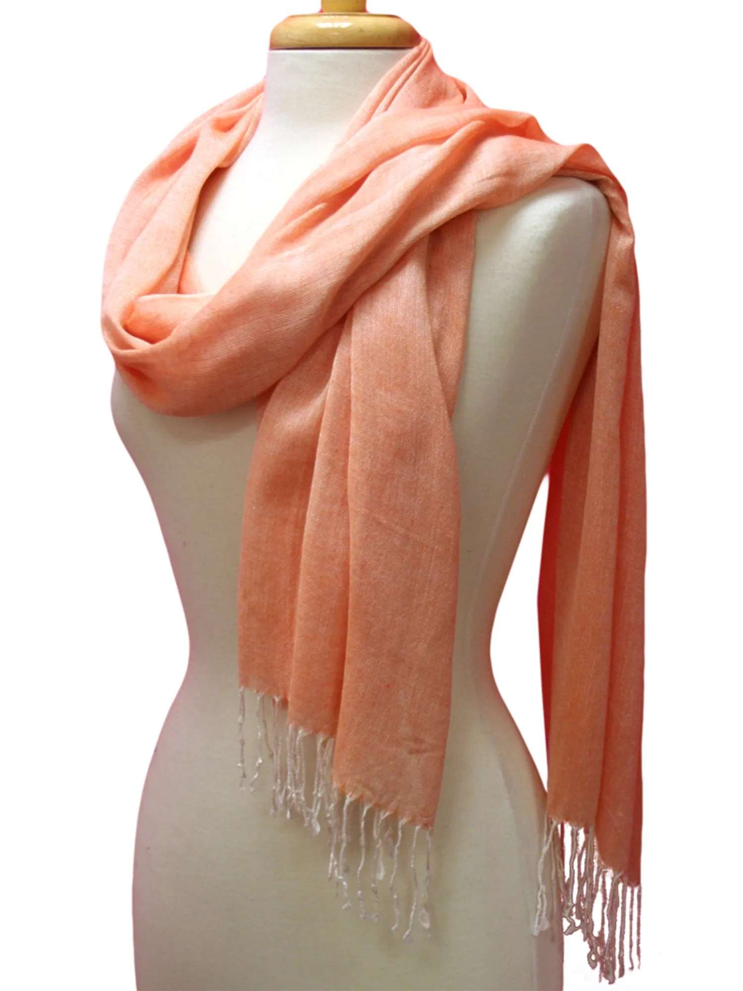 Linen Lightweight Scarf Shawl With Fringe